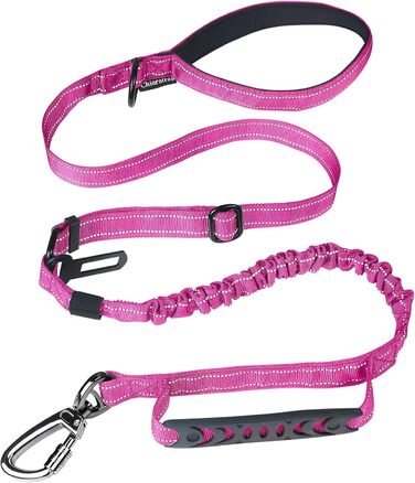 Тактична собача шлейка Chioratree для великих та середніх собак, 1.2м-1.8м, регульована, з амортизуючою вставкою та двома зручними ручками, авто-пояс, світловідбиваюча, рожева