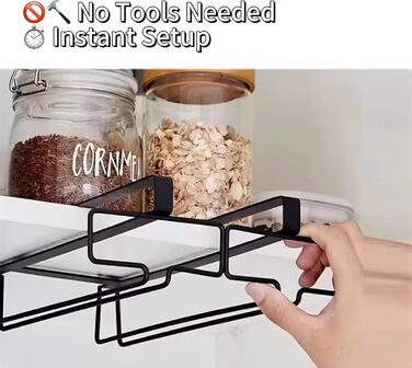 Підвісна тримач для келихів Bitcoraje (2 шт.), стійка для келихів, полиця для келихів без свердління, чорний - для кухні, бару, ресторану