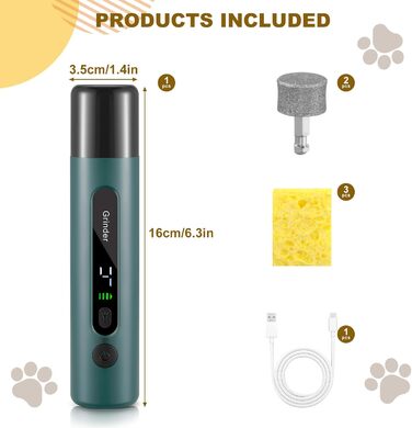 Електричний точило для собачих кігтів VINATO з LED-підсвічуванням, 5 швидкостей, тихе та перезаряджуване, для малих, середніх та великих собак