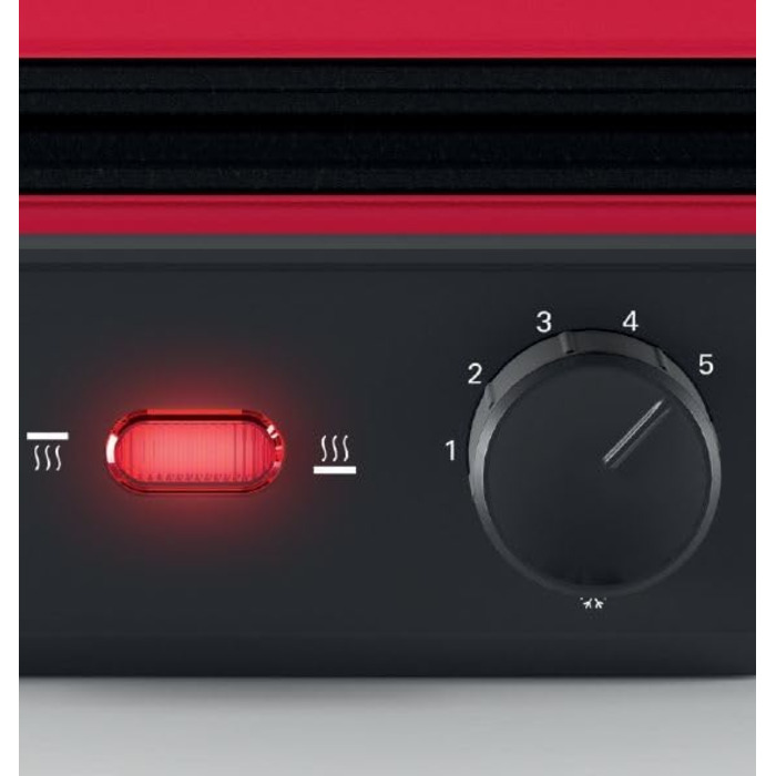 Електричний контактний гриль Bosch TCG4104 3-в-1, 2000 Вт, червоний, з регулюванням температури та знімними алюмінієвими пластинами