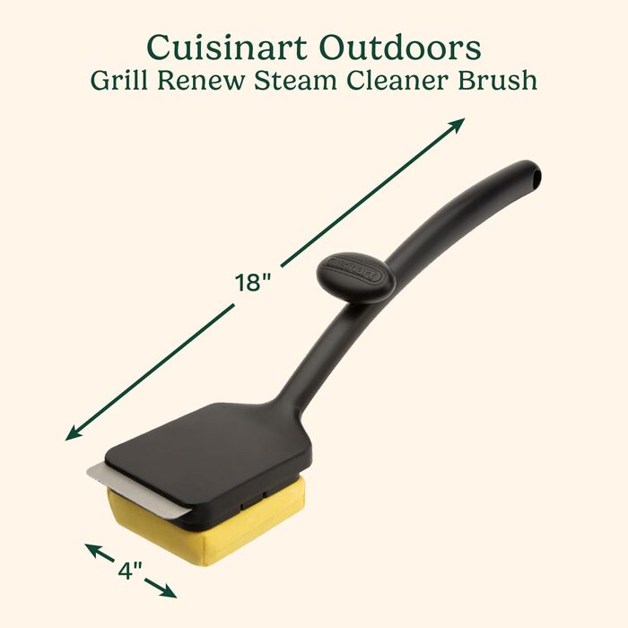 Cuisinart CCB-1000 Grill Renew Steam Cleaner Brush, safe and effective grill cleaning brush, replaceable head, aramid fiber fabric