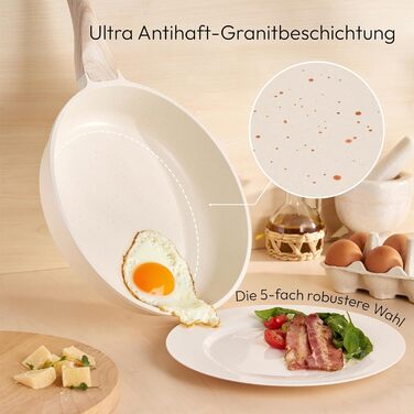 JUST PERFECTO Cookware Set Induction - Frying Pan Set with Lid - Induction Pots Set - Cookware Set without PTFE and PFOA - Induction Cookware Set (15-Piece Beige)