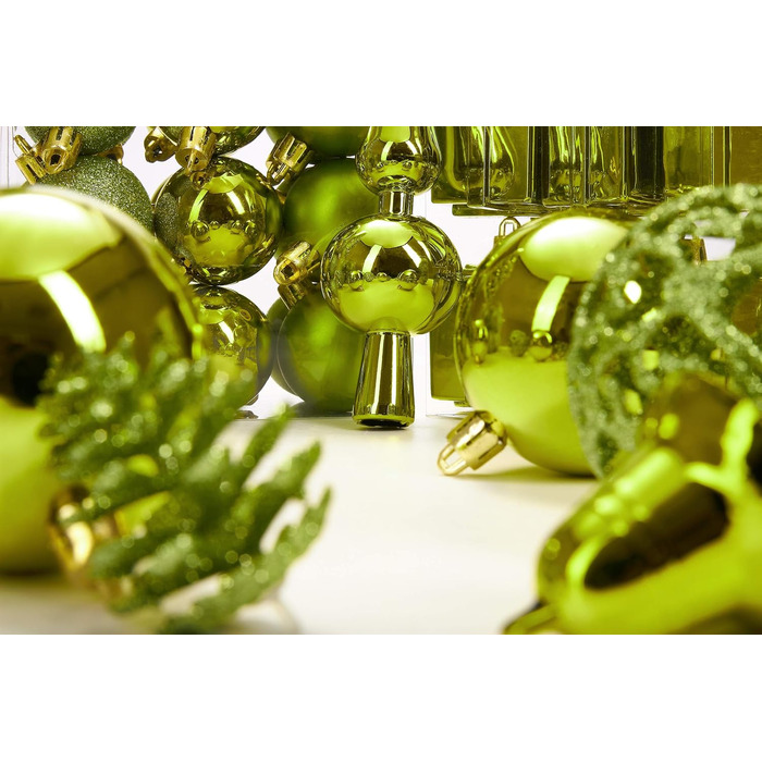 Набір прикрас для ялинки BRUBAKER 101 шт. з верхівкою, кремово-білий, зелений