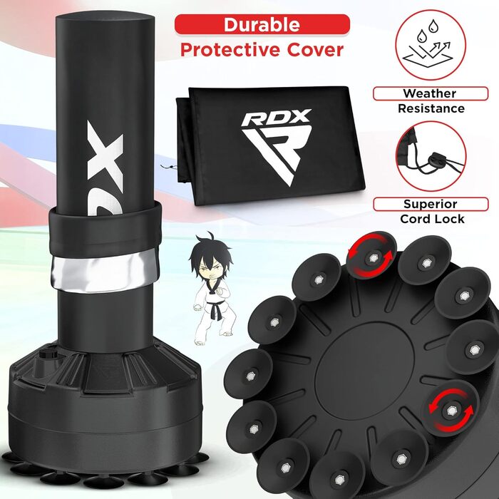 Боксерський мішок RDX для дітей, стійка, рукавички, MMA, кікбоксинг, бокс, рукопашний бій, муай-тай, сірий, 120 см