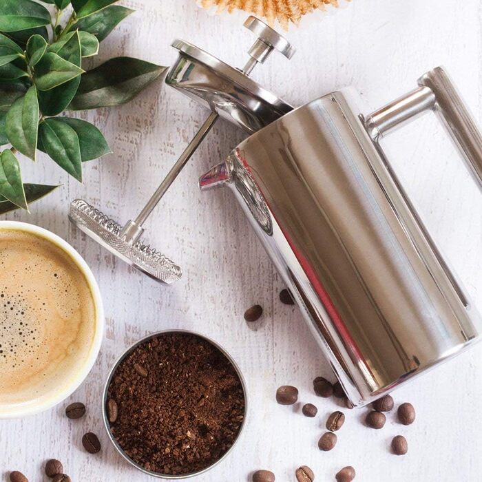 Make a French Press Coffee Maker, 1500 ml large insulated Cafetiere, double-walled insulated stainless steel, 3-stage filter system, French press for home, camping and office, Silver