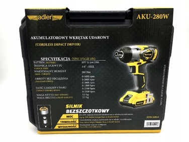 Акумуляторний шурупокрут ADLER 20V 3409.6