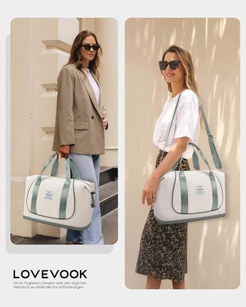 LOVEVOOK Сумка ручної поклажі Ryanair 40x30x20, розширювана, для подорожей літаком, зелена