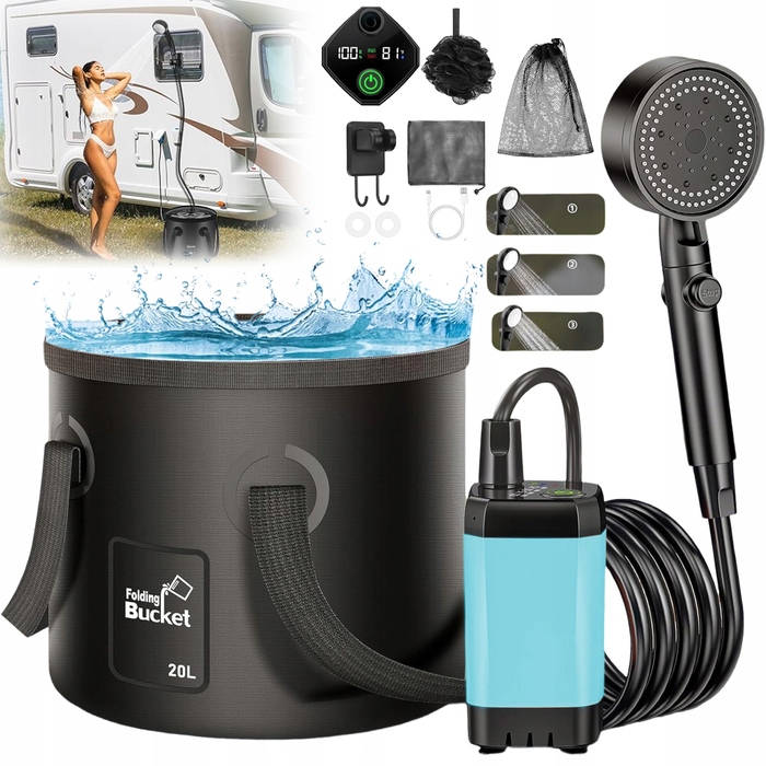 Портативний туристичний душ для кемпінгу та авто з акумулятором 6000 мАг