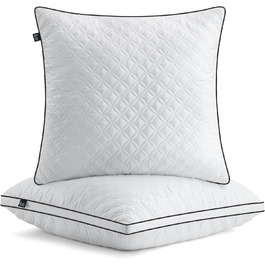 BedStory Pillow 80x80cm 2-Pack, Sleeping Pillows made of 2X1500g Microfibers, Breathable and Washable Bed Pillows, Ideal for Deep and Restful Sleep, Öko-Tex Certified White Black 80x80 (2-Pack)