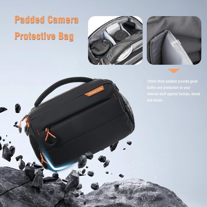 MOSISO Сумка для камери фотографа, водонепроникна сумка через плече для DSLR/SLR/беззеркальних камер Canon/Nikon/Sony, чорна