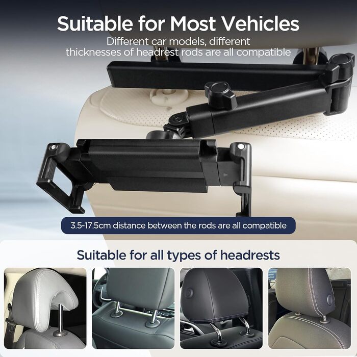 Утримувач для планшета Romon у автомобіль, кріплення до підголівника, універсальний, 360° обертання, для смартфонів та планшетів 4.7-13 дюймів