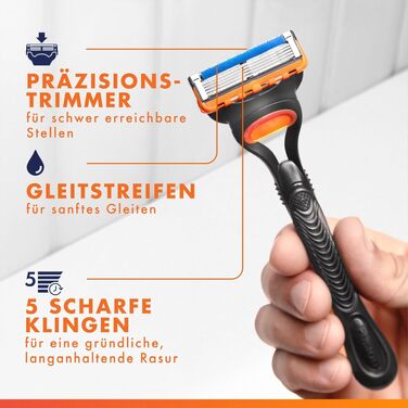 Бритва Gillette Fusion 5 для чоловіків, металевий станок для вологого гоління, чорний, з 12 змінними касетами
