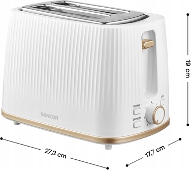 Електричний тостер SENCOR STS 7510WH, 2 слоти, білий, 930 Вт, функція розморожування