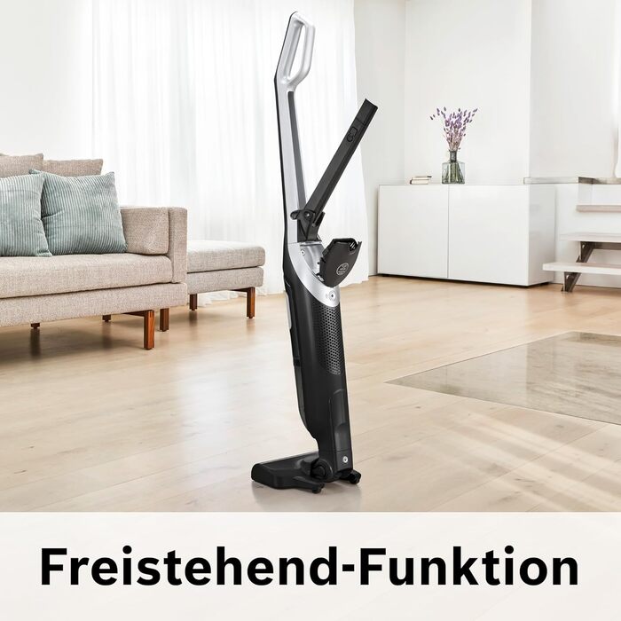 Бездротовий пилосос Bosch Flexxo 2в1 Serie 4 BBH32101, акумуляторний, без мішка, для всіх підлог, висока потужність, довга автономність, швидка зарядка, насадка для щілин, чорний 21,6В
