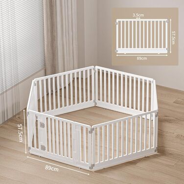 Вольєр для цуценят Gupamiga, розкладний вольєр для собак з дверцятами, вольєр для цуценят для дому, міцний та гладкий, просте встановлення, білий (178 x 178 см), 8 штук (6 штук)