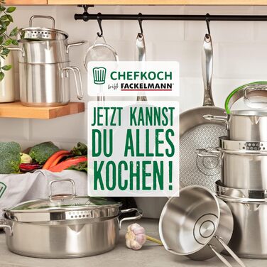 Сковорода Chefkoch Ø28 см Fackelmann з вафельним дном – з нержавіючої сталі, для всіх типів плит (індукція), срібна