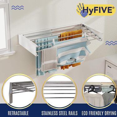 Настінна сушарка для білизни Hyfive з нержавіючої сталі, складана та стійка до корозії, для одягу в приміщенні
