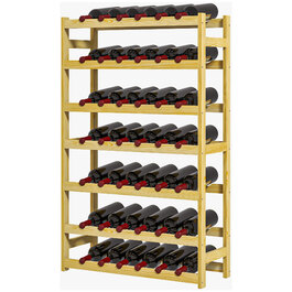 HOMCOM Wine Rack 63 x 25 x 102 cm for 42 Bottles with 7 Shelves, Freestanding Rack and Tip-Over Protection in Natural Wood Finish