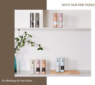 Електричні мельниці для солі та перцю 2 шт. з USB-зарядкою, 6-ступеневим жорном, LED-підсвічуванням та захистом від пилу. Перезаряджувані кухонні помічники