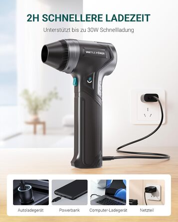 VANTRUE POWER Електричний повітряний пилосос-800G, бездротовий, акумуляторний, для чищення клавіатури, автомобіля, дому