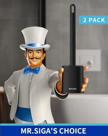 Набір для чищення унітазу Mr.SlGA з тримачем, настінний, компактний, білий, 2 шт. (чорний)