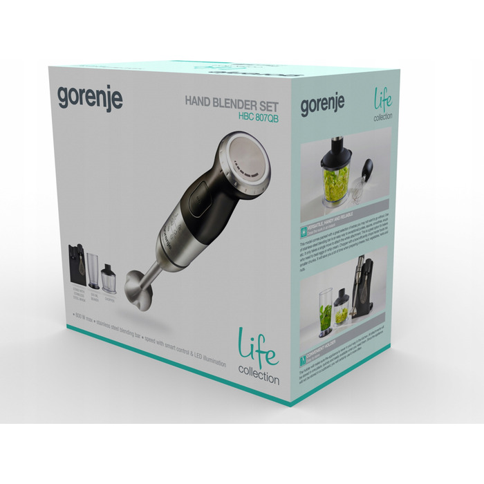 Ручний блендер Gorenje HBC807QB, 800 Вт, чорний