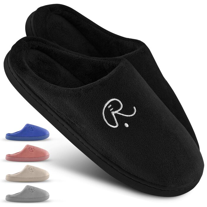 Тапочки домашні жіночі та чоловічі, розмір 35-48, неслизькі для дому та гостей | Виберіть улюблений колір | Зимові, літні, для дому та вулиці (Чорний, 41/42 EU)