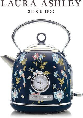 Laura Ashley Elveden Stainless Steel Cordless Electric Kettle - 1.7L, 2.2kW, with Temperature Display & Overheat Protection