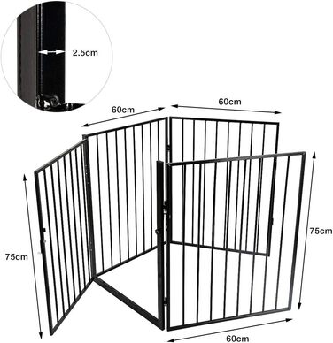 Клітка для собак, металева, розкладна, 310 x 2,5 x 75 см (5 шт.)