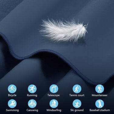 Рушник мікрофібра Flintronic, 200x100 см, великий пляжний рушник, швидковисихаючий, для спорту, подорожей, пляжу, сауни (Темно-синій, (180*90 см)*1 + (80*40 см)*2)