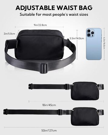 WATERFLY Поясна сумка на пояс для чоловіків та жінок: Стильна нагрудна сумка для спорту та моди, через плече, водонепроникна, маленька сумка на стегно для активного відпочинку, подорожей, походу, фестивалю, чорна