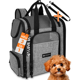 Рюкзак для кота/собаки Premium [3в1] - до 9 кг - з ременем - для прогулянок та транспортування. Ідеальний для походів. Сірий колір