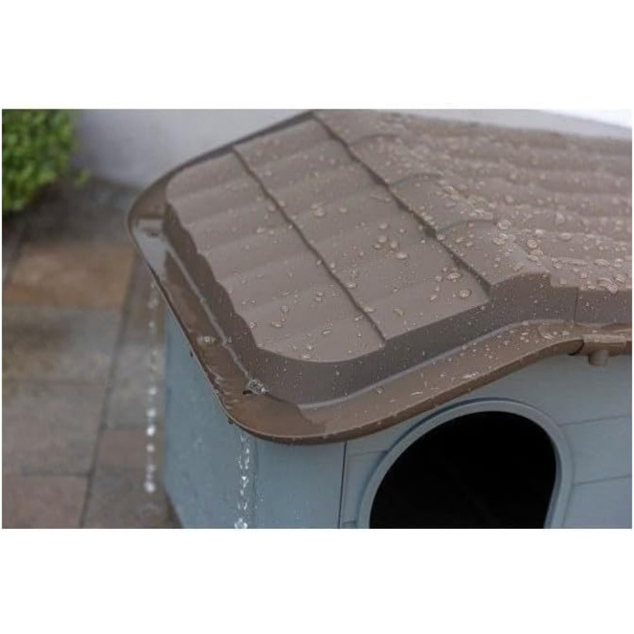 Kerbl Cat House Paola Eco (Cat Shelter UV and Weather Resistant, Cat Cave Indoor and Outdoor, Pet House, 60 x 51 x 41 cm, gray-green/brown) 81341 (75x59x55 cm)