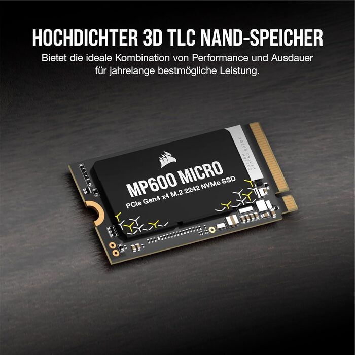 SSD Corsair MP600 Micro 1TB M.2 NVMe PCIe Gen4 – Чорний
