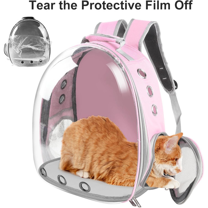 Сумка-переноска для котів, домашніх тварин, рюкзак-переноска, передня кишеня для маленьких, середніх котів, цуценят, собак (Рожева)