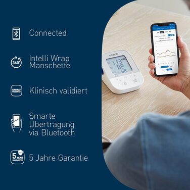 Тонометр OMRON X3 Comfort з Bluetooth - автоматичний, для дому, з Intelli Wrap манжетою, клінічно перевірений, підходить для діабетиків та вагітних, 22-42 см