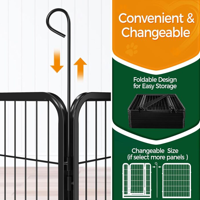 Yaheetech Folding Dog Playpen - 100cm High, 6-Panel, Portable Dog Kennel with Door for Indoor & Outdoor Use - Easy Assembly