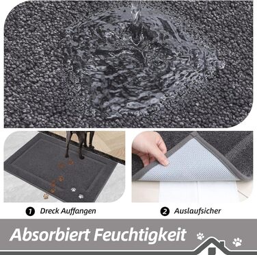 Килимок для дому BEQHAUSE 80x120 см, сірий - для входу, коридору, передні/задні двері, миється