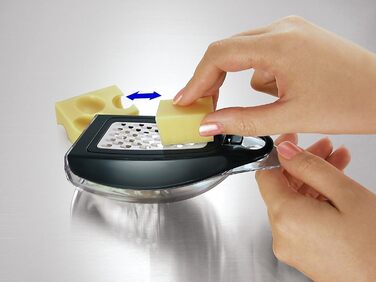 Palm Grater - Comfortable Compact Hand Grater. Vertical and Horizontal Hanging on Hook. Peeler, Slicer, Grater, Zester, All-in-One. Food Storage Compartment. 3 Stainless Steel Blades