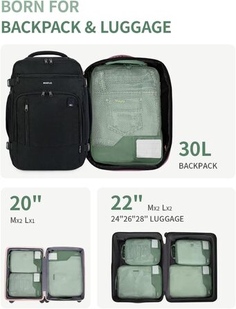 Органайзери для валізи ECOHUB (4 шт.) з мітками, набір еко-пакувальних кубиків з перероблених матеріалів, зелені