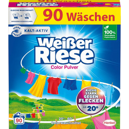 Пральний порошок Weißer Riese Color для кольорових речей, ефективний проти плям, активний від 20°C, 90 прань