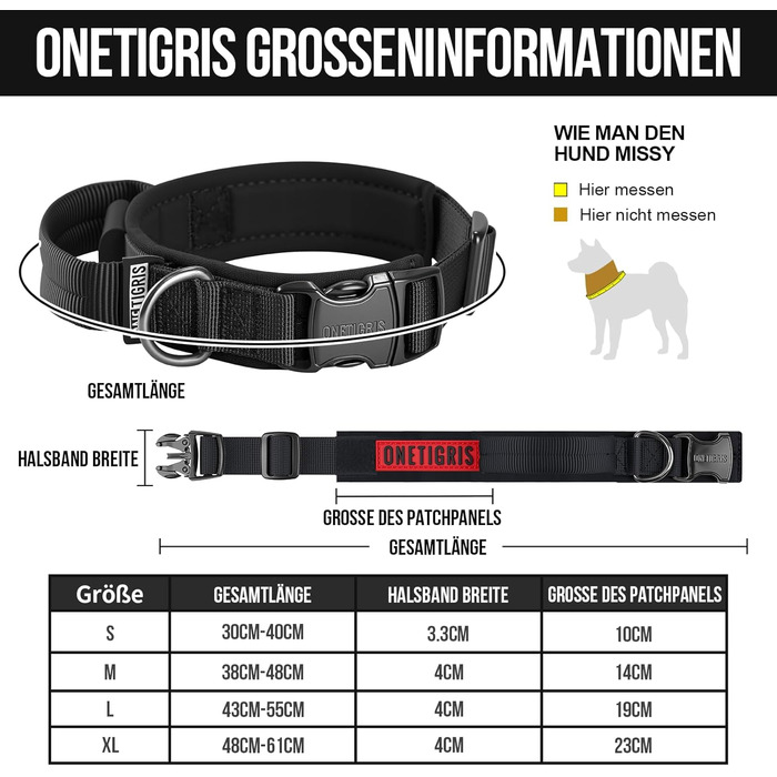 Нашийник для собак OneTigris з металевою застібкою Ranger Green (S, Чорний)