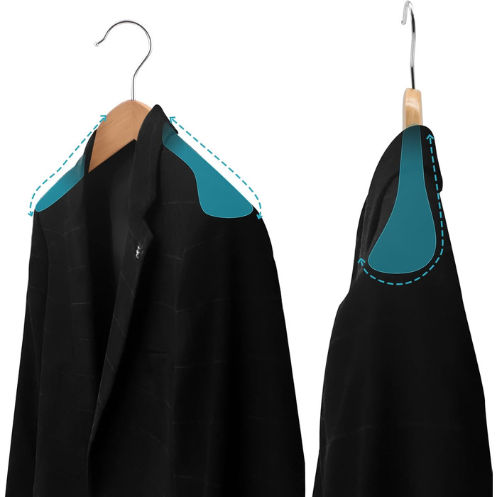 ABHENG Wooden Clothes Hangers, 10-Piece Suit Hangers, 360° Swivel Hook, for Jackets, Shirts, Suits, Coats, 44 x 5.5 x 23 cm (L x W x H), Natural Color AWY0410N