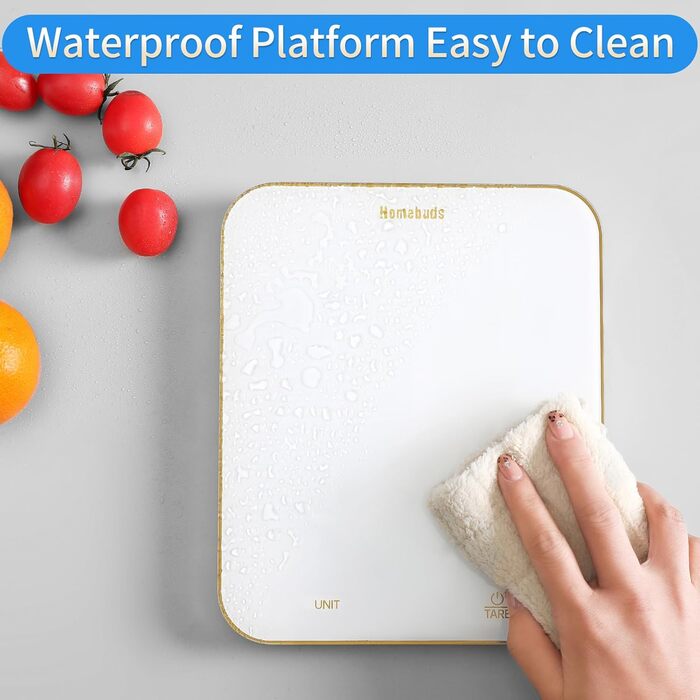 Кухонні ваги Homebuds 15 кг, цифрові, з LED-дисплеєм, точність 1 г/0,1 унції, для випічки та приготування їжі, скло, 3 AAA батарейки в комплекті