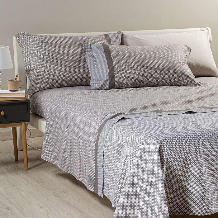 Caleffi - Bedding Set for Double Bed made of 100% Cotton, 240 x 280 cm, Fitted Sheet for Double Bed, Mattress Protector 180 x 200 cm, for Mattress with a Height of 25 cm, 2 Pillowcases 50 x 80