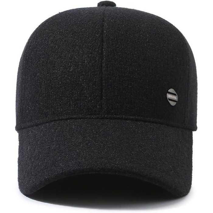 Кепка YAMEE для чоловіків на зиму з відкидними навушниками, тепла бейсболка, універсальний розмір (2361*Чорний)