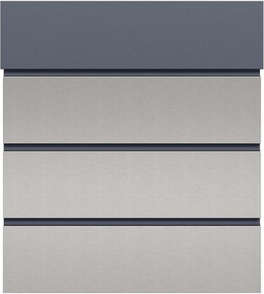 Поштовий ящик настінний сталевий V63 антрацит з дерев'яним декором 410x130x370 мм, з замком, плавним закриттям та відділенням для газет