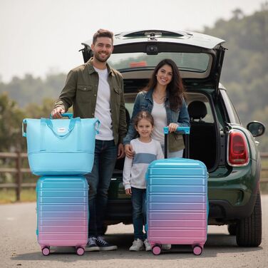 Набір валіз LARVENDER 5-ти частинний, з жорсткого корпусу, розширюваний, з кодовим замком, (Cotton Candy)