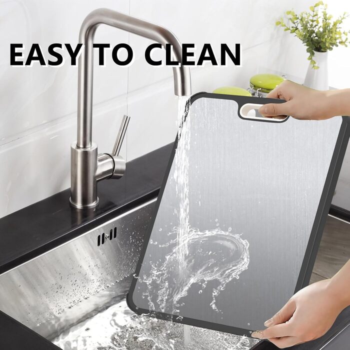 Нінджер Двостороння кухонна дошка для нарізання з нержавіючої сталі 304 та PP, для м'яса, овочів та хліба, легко миється, з ножем (38 × 27 см)