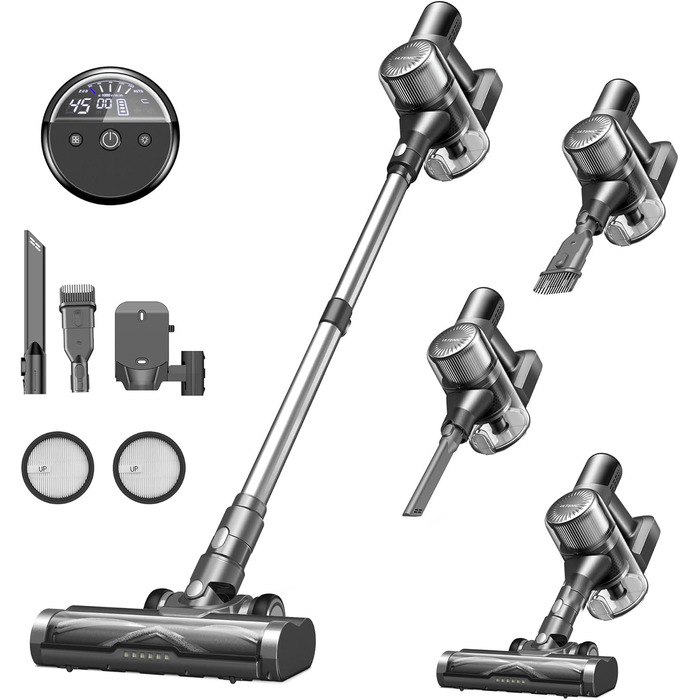 Бездротовий пилосос Ultenic U12 Tech Green Eye™ з акумулятором, 45000Pa, для твердих підлог, килимів та шерсті тварин, з автоматичним режимом та покращеною насадкою проти ковтунів